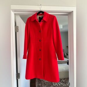 J.Crew Classic Lady Day Coat Italian Double-Cloth Wool Thinsulate. Poppy Red.